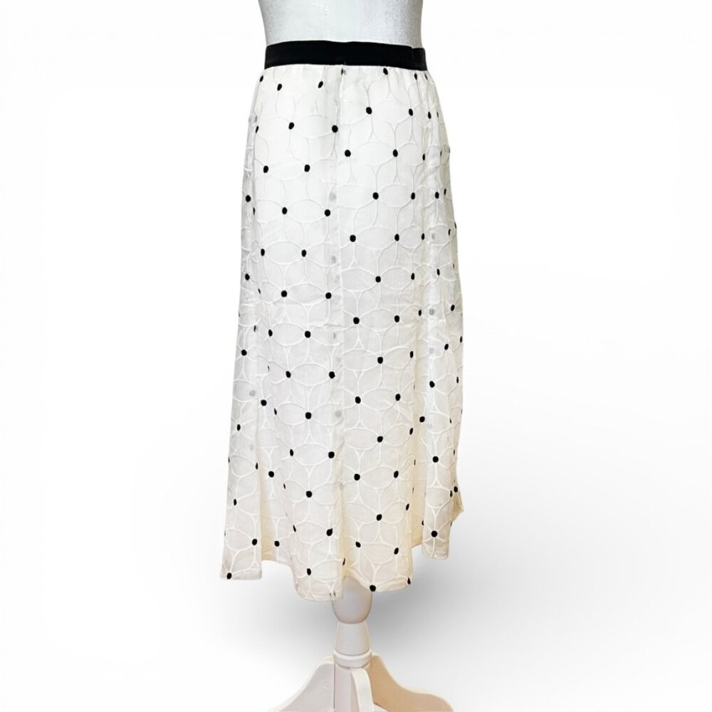 Ann Taylor Embroidered Floral A-Line Skirt Cream 8 Cottagecore Wedding Poetcore - Picture 4 of 11
